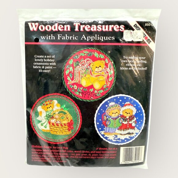 Lot of 2 Holiday Ornament Craft Kits Wooden Treasures Mice Bears - Picture 3 of 4